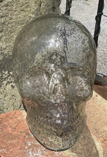 Clear glass skull - glass, display