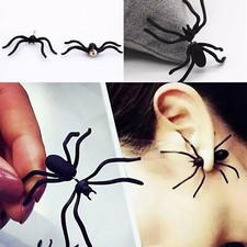 Halloween Black Spider Earrings Gothic Costume PAIR Earrings UK