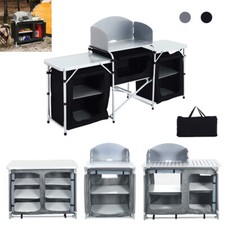 Camping Cooking Cupboard Folding Table Camping Kitchen Storage Stand Unit