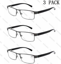 3 Packs Metal Mens Womens Unisex Reading Glasses Slim Lightweight Black