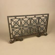 Vintage Cast Iron Fire Screen Heavy Decorative Fireplace Grate Industrial Style