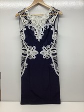Lipsy London Women's Sleeveless Dress Blue With White Detail Size 10