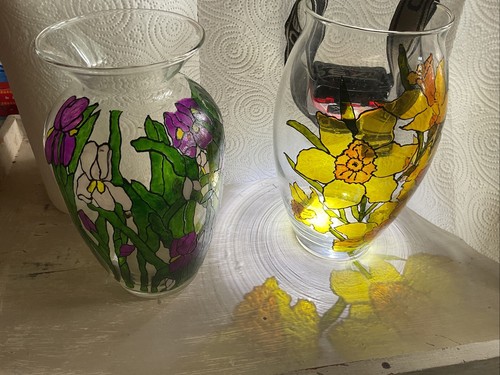 Pair vintage hand - vintage, painted