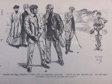 Golf Theme CADDIE - DONT YOU GET NEVROUS SIR..... Antique Punch Cartoon