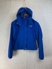 Hollister California Women Jacket Size M Bright Blue Hooded Zip/Snap All Weather