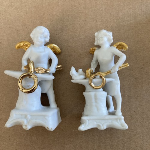 Vintage bisque figures cake - vintage, x2
