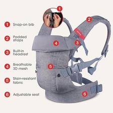 YOU+ME 4-in-1 Baby Carrier Newborn to Toddler - All Positions Grey Mesh