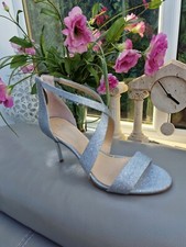 Vince Camuto Shoes 7 Silver Metallic Sandals Heels Party gatsby flapper Summer 