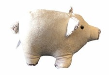 Pig Doorstop Beige Faux