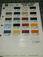 1978 Truck Chevrolet GMC Color Chip Sheet
