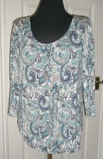 TU Size 16 Paisley Top 3/4 Sleeves, Elasticated Hem