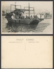 Hong Kong China Old Real Photo Postcard Unloading Cargo Junk Ship Boat, Harbour