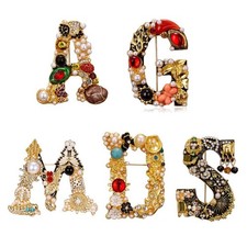 Gorgeous Cardigan Blouse Pearl Diamond Collar Letter Brooch for Valentine s Day