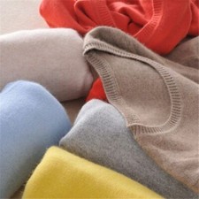 Ladies Wool Cashmere Sweater Knitted Pullover Slim Crew Neck Sweater Solid