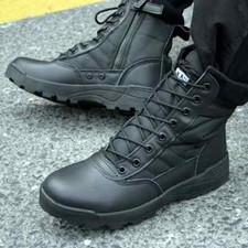UK Men's Leather Army Patrol Combat Boots Tactical Cadet Security Military Shoes