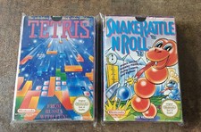 Nintendo NES 2 games bundle Tetris  Snake Rattle N Roll boxed manual 