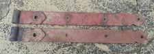 Pair of Antique Vintage Heavy Iron Gate Strap Hinges- 19 & 3/4" -Blacksmith Made
