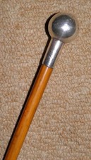 Antique Bamboo Military Swagger Stick - Silver Top IX 9th Jat Regiment Crest