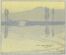 D N Morgan - Woodcut Signed In Pencil - A Misty Morning Srinagar India