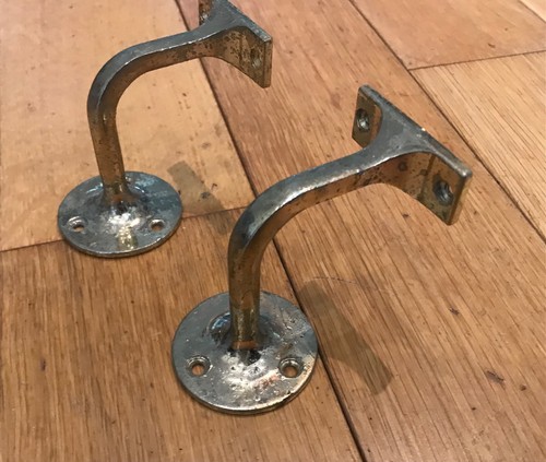 Vintage brass hand rail - 2x,