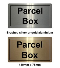 RECTANGLE PARCEL BOX SIGN - BRUSHED GOLD OR SILVER ALUMINIUM - 150mm X 75mm