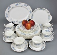 Richmond Dinner Service Set  "Blue Rock" 6 place setting. Bone china plates cups