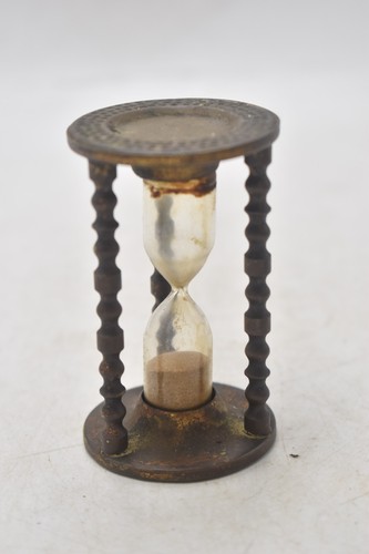 Antique brass hourglass sand - brass,