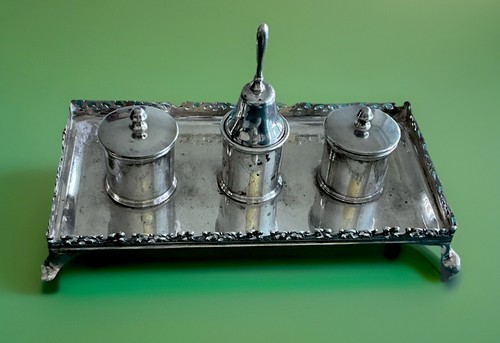 Antique silver plated inkstand - antique,