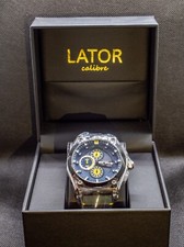 Gift for men - LATOR CALIBRE L9180 SUBDIAL CHRONOGRAPH WATCH BLUE LEATHER STRAP