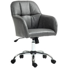 Grey Faux Leather Swivel
