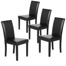 4pcs Dining Kitchen Chairs High Back Padded Leather Restaurant/Home Modern Black