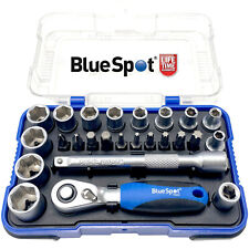 BlueSpot 25pc 1/4" Socket Set + Mini 1/4" Ratchet & Screwdriver Bits Set 4-13mm