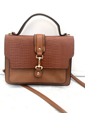 Tu Brown Faux Leather Handbag with Detachable Shoulder Strap New without Tags