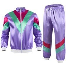 Unisex Shell Suit Costume Sports Tracksuit Neon 80s/90s Adult Fancy Dress Outfit