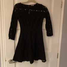 Jack Wills Black Lace Skater Dress Size 6