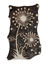 Floral Seedhead Printing Stamp 6.4 x 10.2 cm Indian Hand Carved Wooden Block