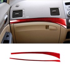 2Pcs Red Carbon Fiber Passenger Side Dashboard Cover Trim For Honda Civic2006-11