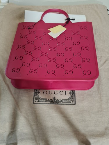 Gucci pink rubber logo tote - rubber, gg