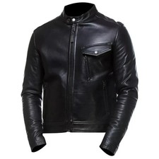 Men black lambskin leather - men’s,