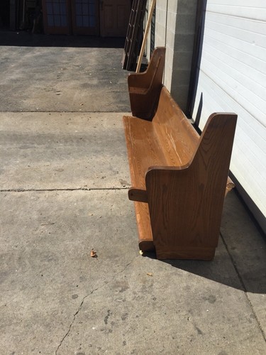 Antique oak church - pew, to