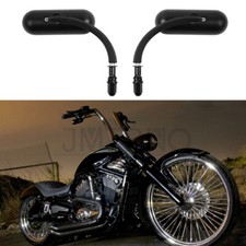 Black Mini Oval Motorcycle Mirrors For Harley Davidson V-Rod Custom Cruiser UK