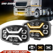 2X 10" Led Oval Fog Spot Light White Amber For Truck Lorry Volvo Renault DAF 24V
