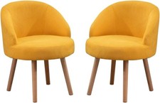 Set of 2 Accent Tub Chairs Occasional Lounge Sofa Chair Living Room Yellow Small