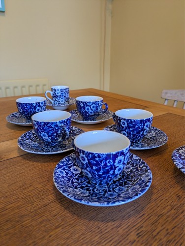 Vintage blue calico - calico, burleigh