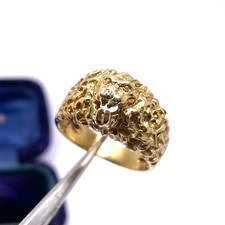 9ct Gold Lion Ring Size S 9k