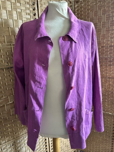 Flax button jacket small - flax, up