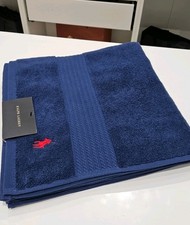 Ralph Lauren Navy Bath Towels Embroidered Logo 70x130 Cm Brand New Cotton