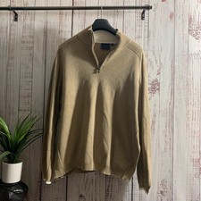 Rockport Mens Vintage Beige Pullover Quarter Zip Knit Jumper Size XL
