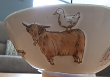 Cooksmart Buttercup Farm Serving Bowl embossed pheasant highland cow farmyard
