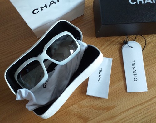 Chanel white frame sunglasses - chanel,